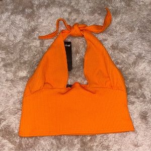 NWT Nasty Gal Plunging Halter Neck Crop Top